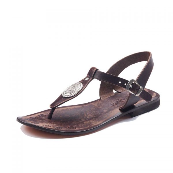 kaliteli kadin deri kahve rengi bayan sandalet sol 600x600 - Bodrum Sandalet K646